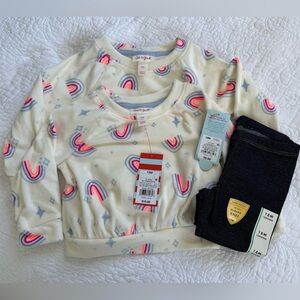 Cat & Jack NWT Denim Leggings & Rainbow Sweatshirt